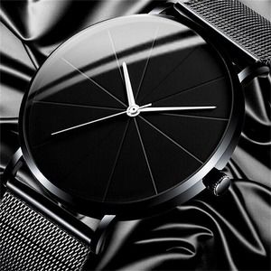 2021 Top Men's Ultra Thin Minimalist Watch Slim Mesh Belt Stainless Steel Quartz